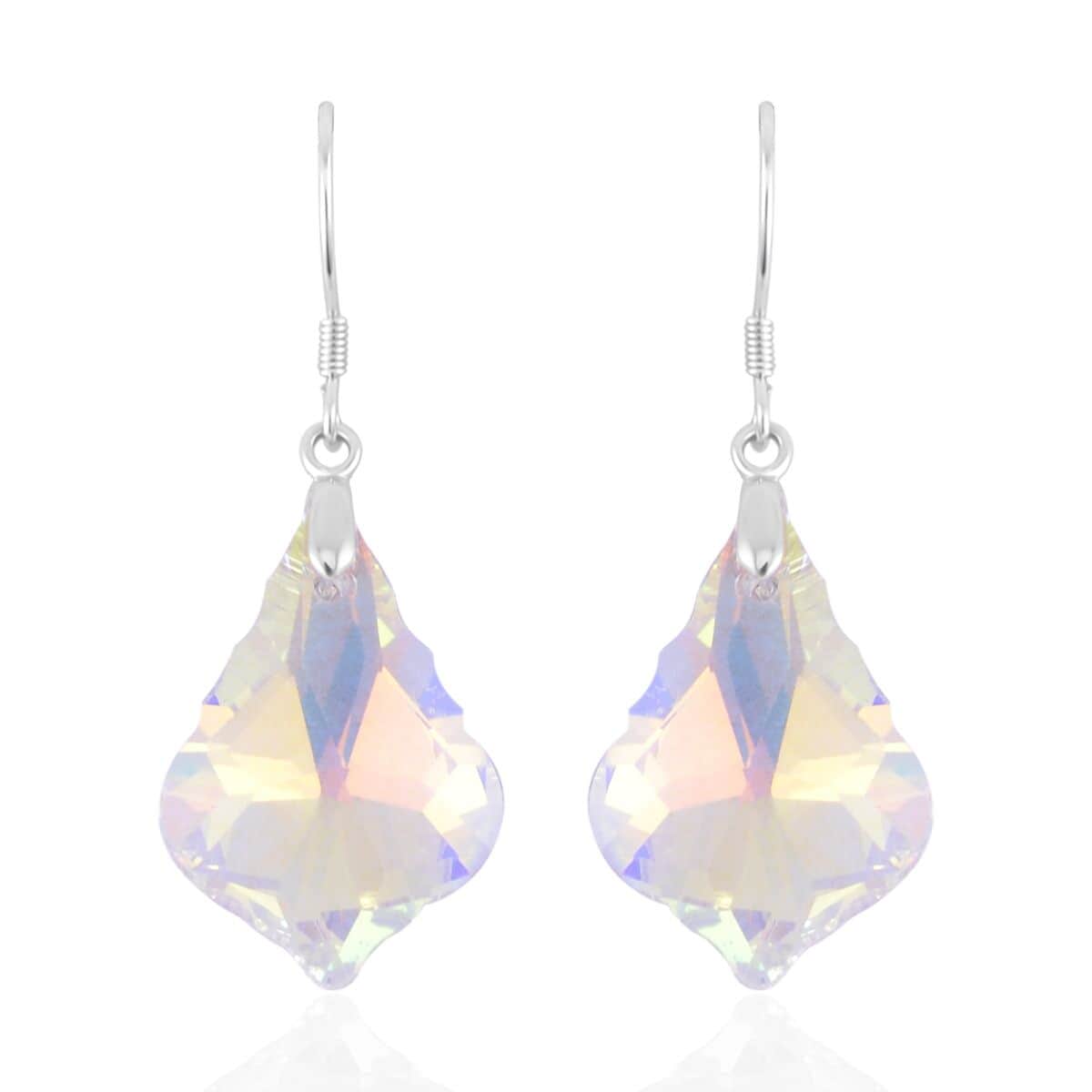 Simulated White Mystic Color Quartz Dangle Earrings in Rhodium Over Sterling Silver image number 0