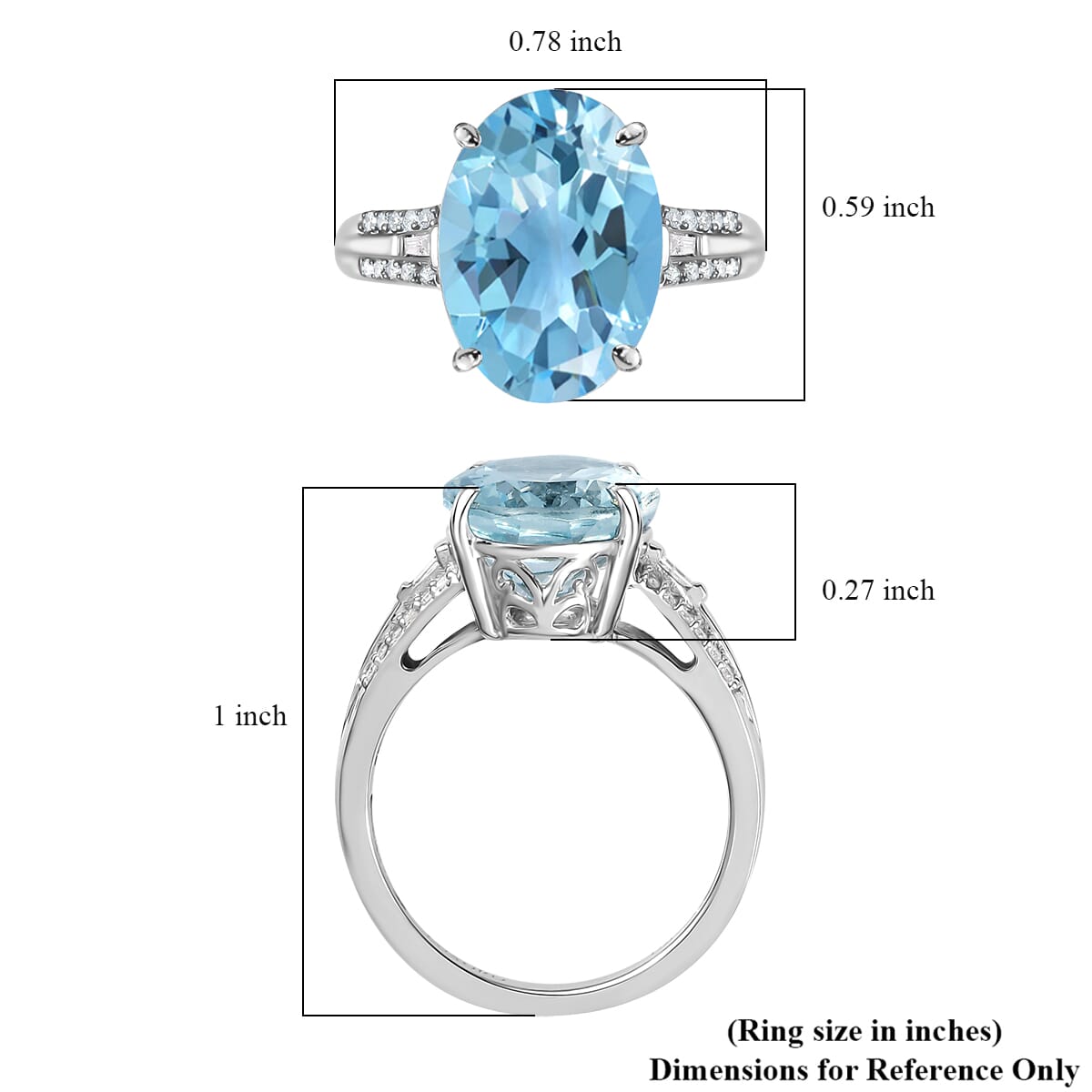 Luxoro 10K White Gold Premium Mangoro Aquamarine and G-H I3 Diamond Ring (Size 7.5) 5.15 ctw image number 5