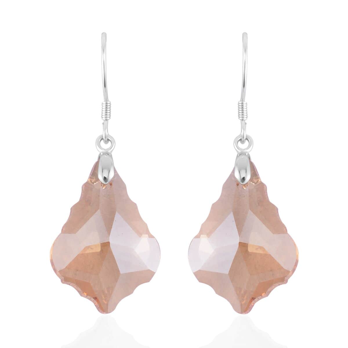 Simulated Champagne Color Quartz Dangle Earrings in Rhodium Over Sterling Silver image number 0