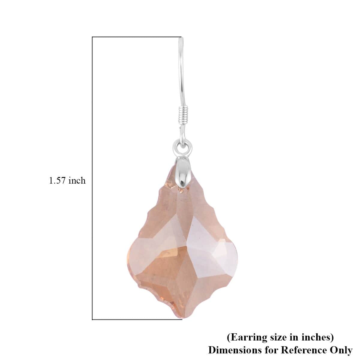 Simulated Champagne Color Quartz Dangle Earrings in Rhodium Over Sterling Silver image number 4