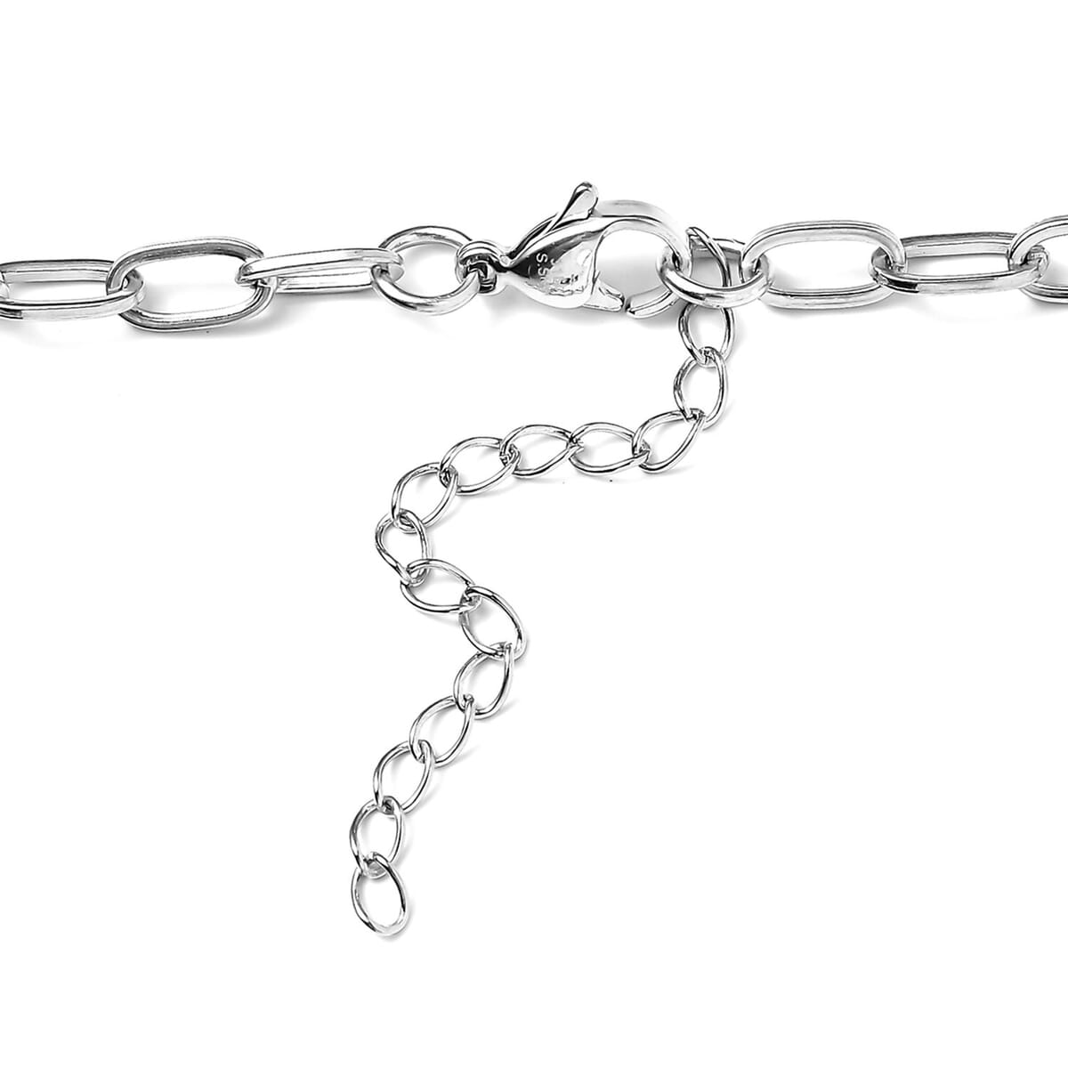 Karis Sodalite and Thai Black Spinel Paper Clip Chain Jaguar Necklace 18-20 Inches in Platinum Bond 58.50 ctw image number 4