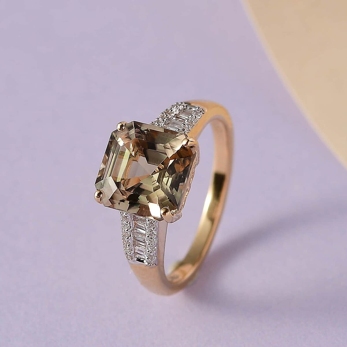 Iliana 18K Yellow Gold AAA Turkizite and G-H SI Diamond Ring (Size 7.5) 4.35 Grams 4.25 ctw image number 1