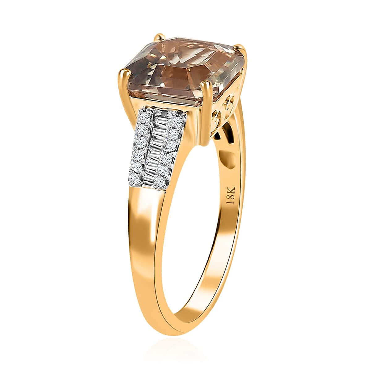 Iliana 18K Yellow Gold AAA Turkizite and G-H SI Diamond Ring (Size 7.5) 4.35 Grams 4.25 ctw image number 3