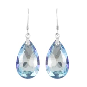 Simulated Aquamarine Earrings in Rhodium Over Sterling Silver