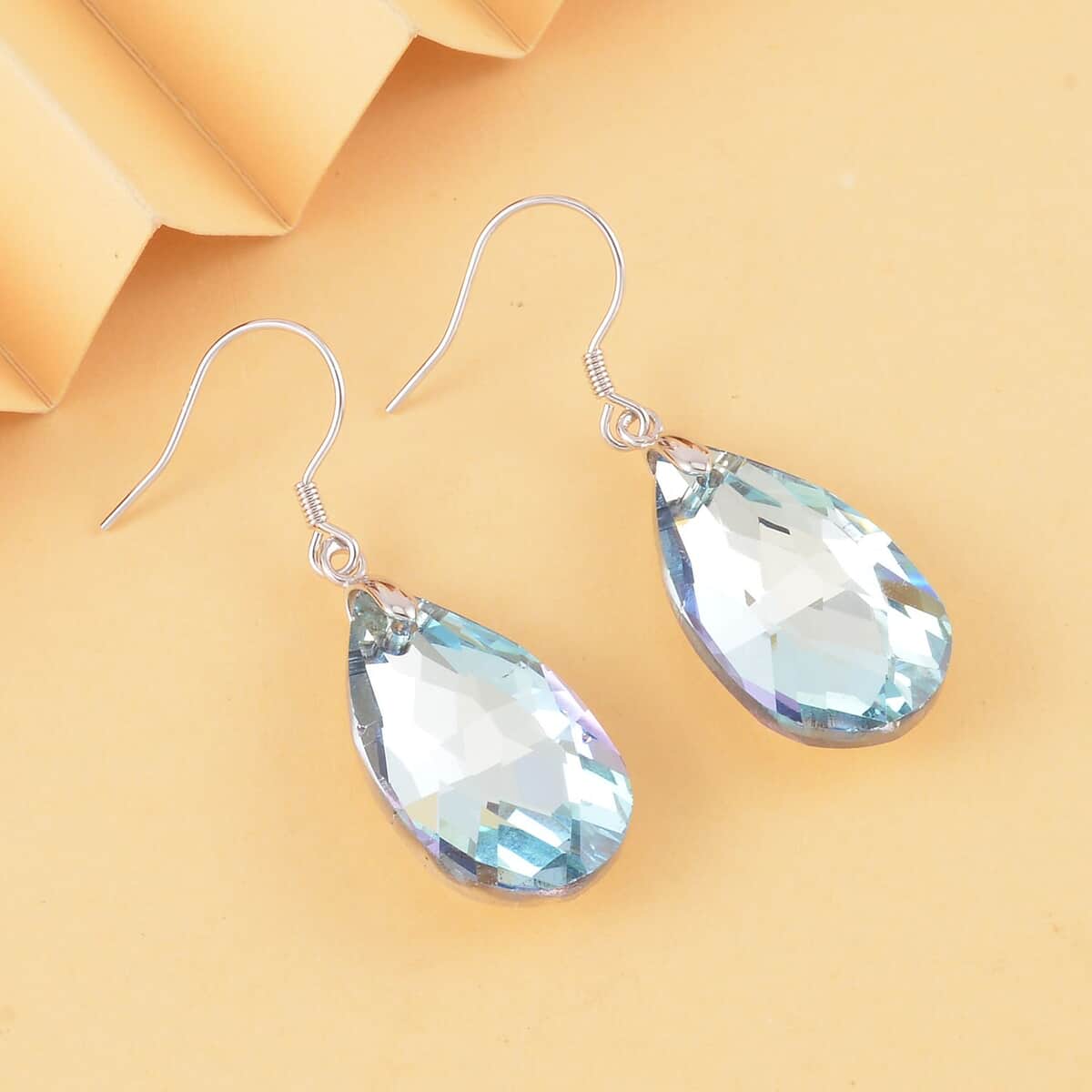 Simulated Aquamarine Earrings in Rhodium Over Sterling Silver image number 1