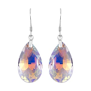 Simulated White Mystic Quartz Earrings in Rhodium Over Sterling Silver