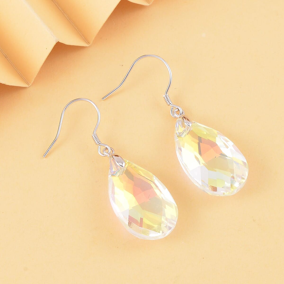 Simulated White Mystic Quartz Earrings in Rhodium Over Sterling Silver image number 1