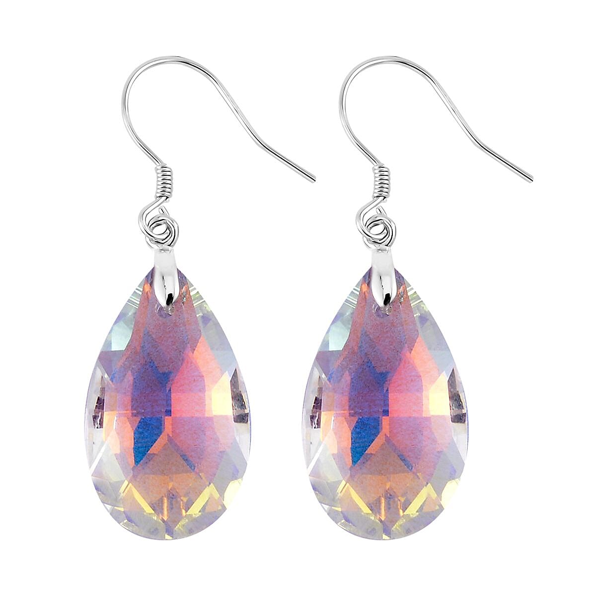 Simulated White Mystic Quartz Earrings in Rhodium Over Sterling Silver image number 3