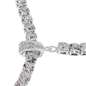 Austrian Crystal Adjustable Necklace in Silvertone 21 Inches