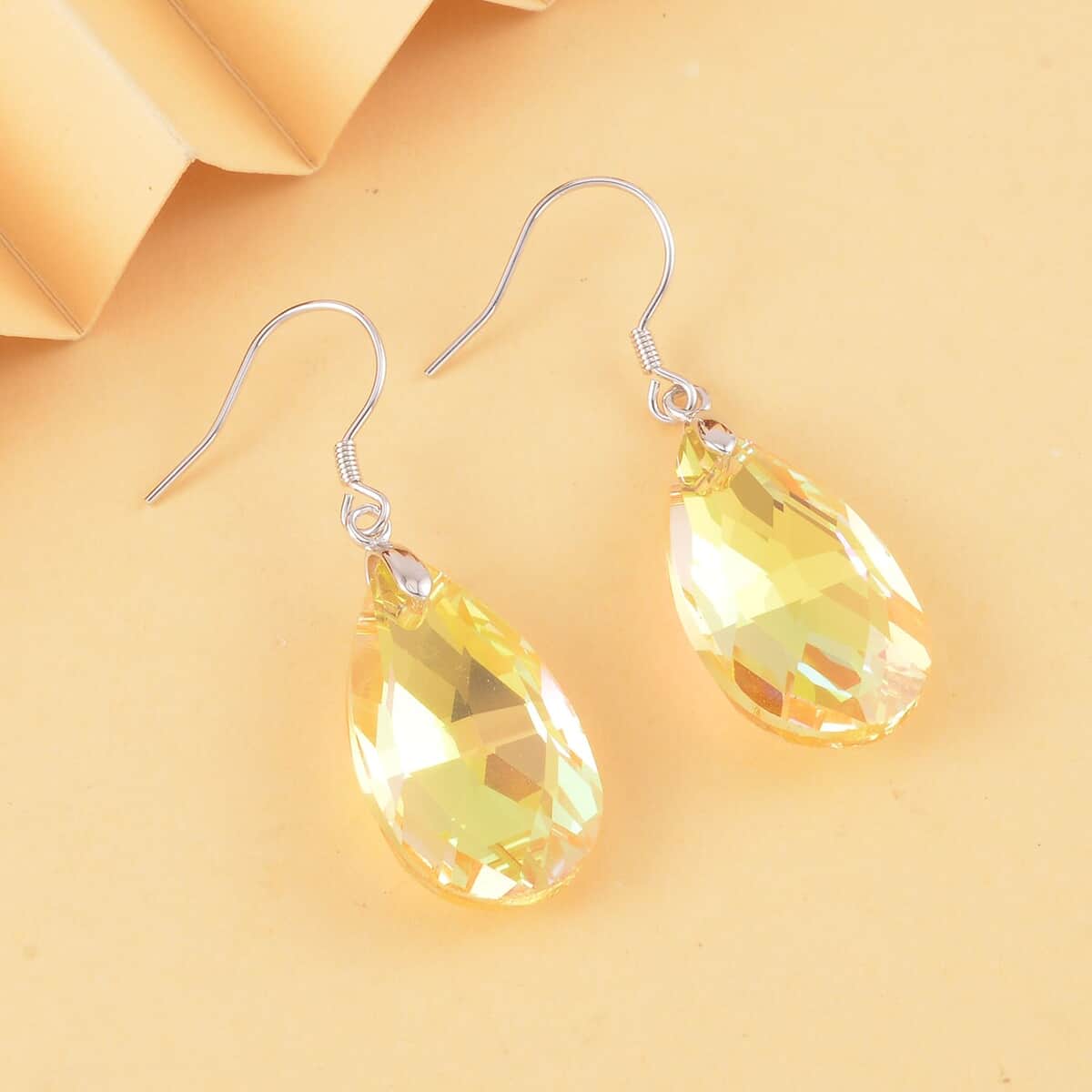 Simulated Yellow Topaz Earrings in Rhodium Over Sterling Silver image number 1