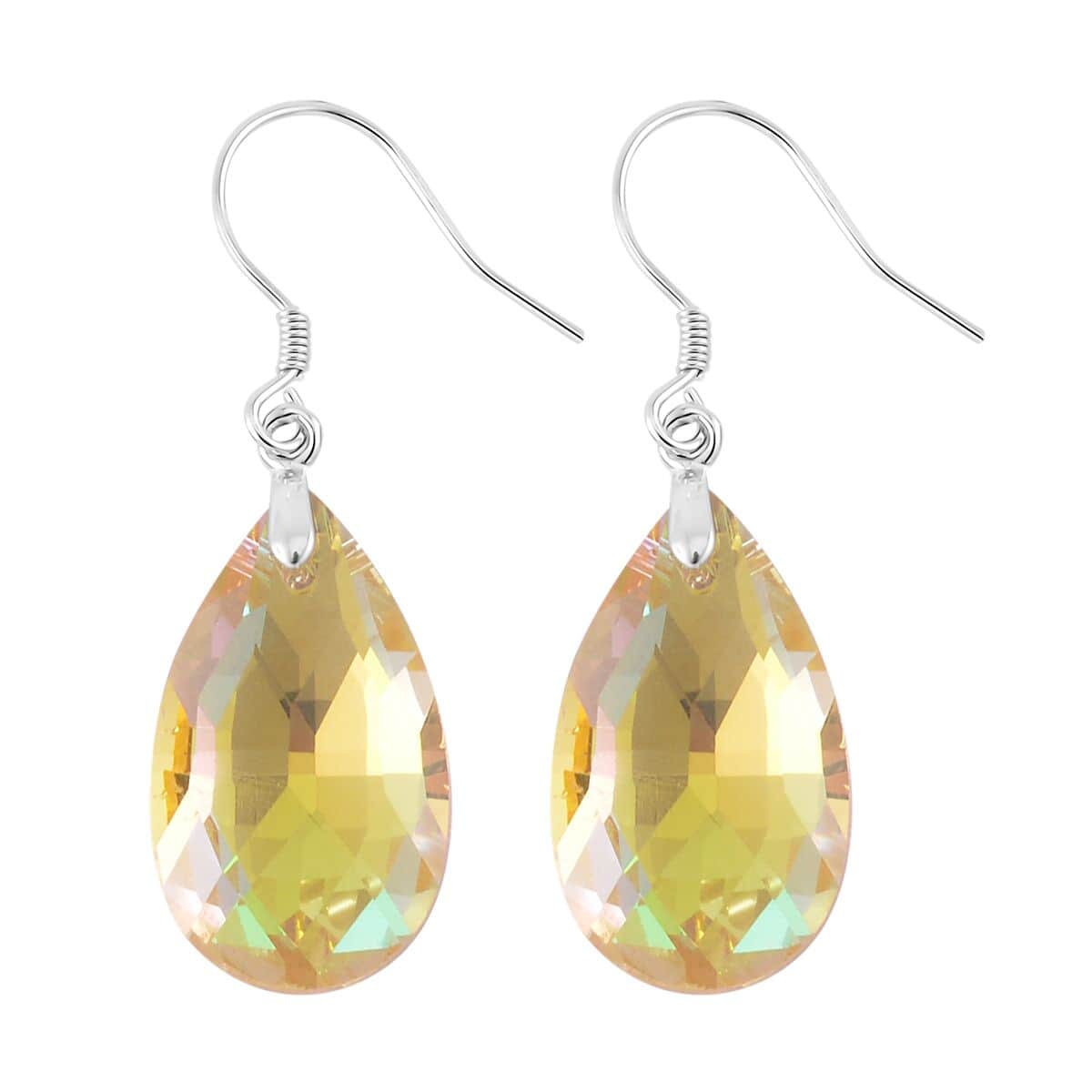 Simulated Yellow Topaz Earrings in Rhodium Over Sterling Silver image number 3