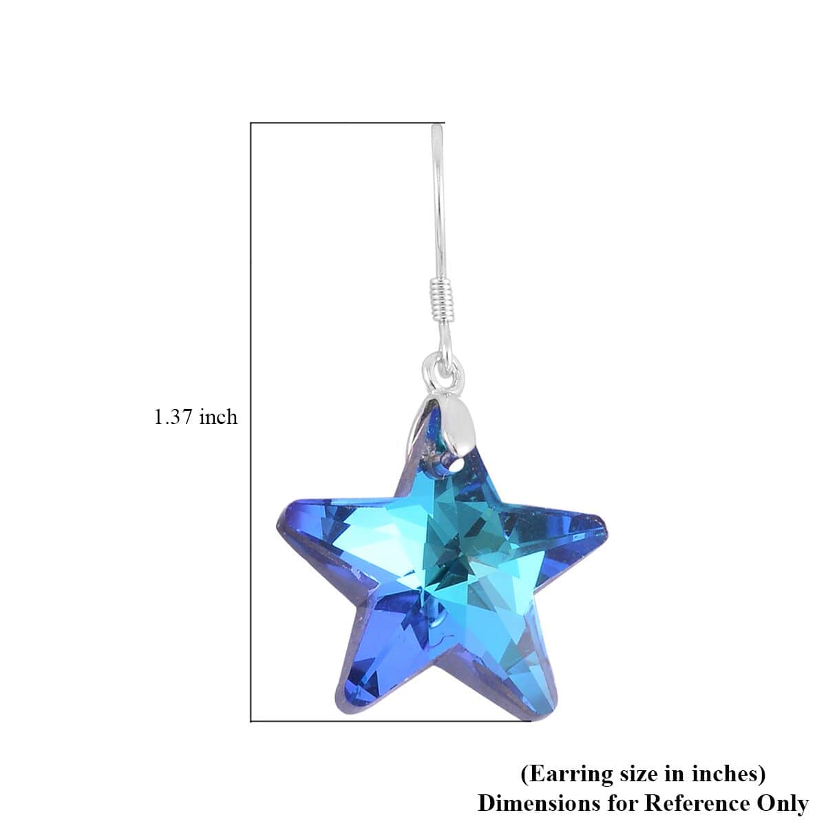Simulated Blue Sapphire Star Earrings in Rhodium Over Sterling Silver image number 4