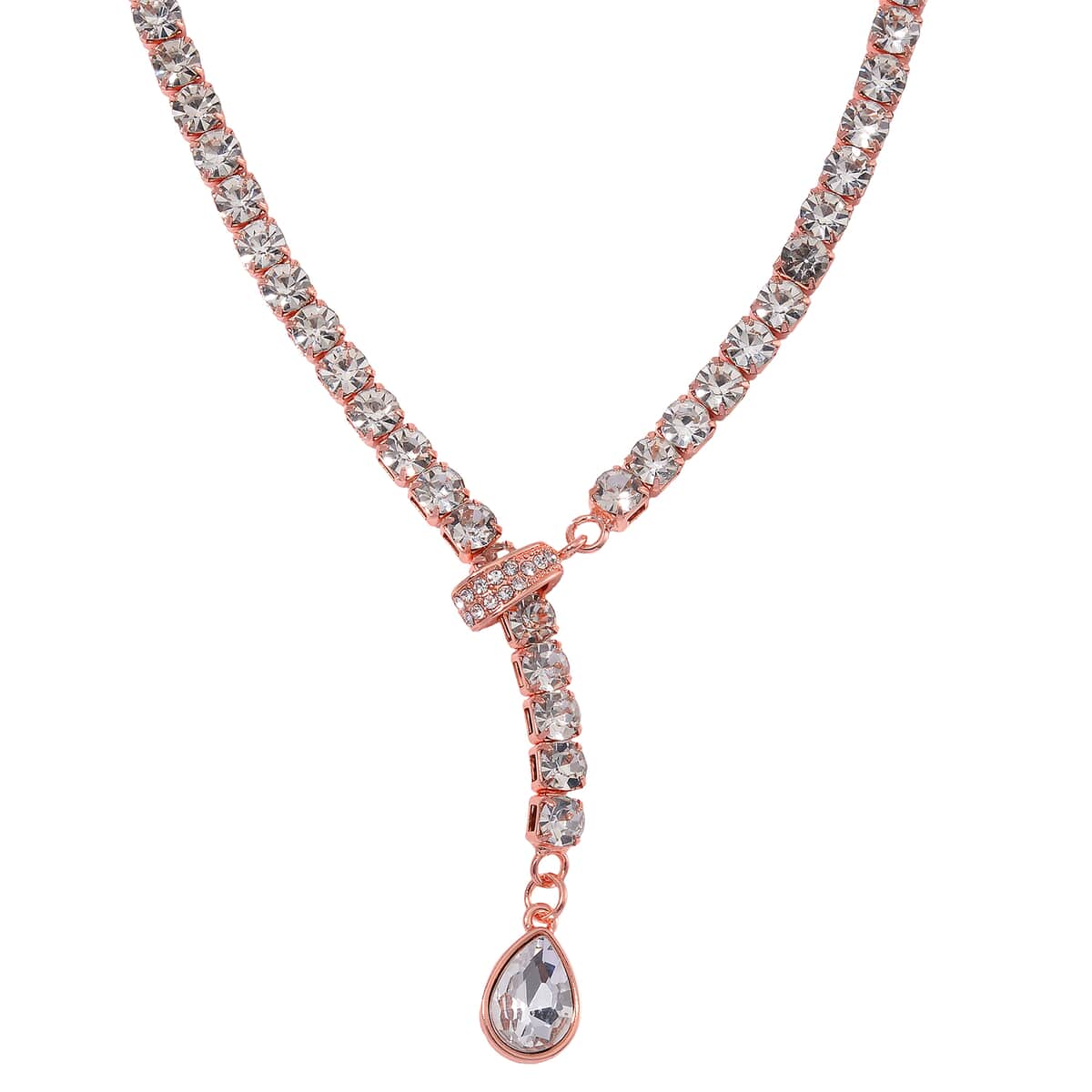 Austrian Crystal Adjustable Necklace in Rosetone 21 Inches image number 0