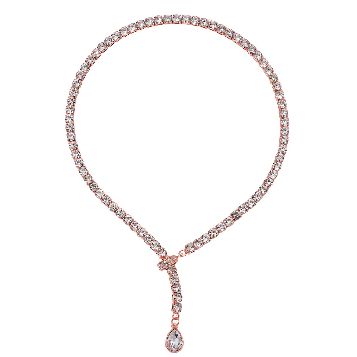 Austrian Crystal Adjustable Necklace in Rosetone 21 Inches image number 2