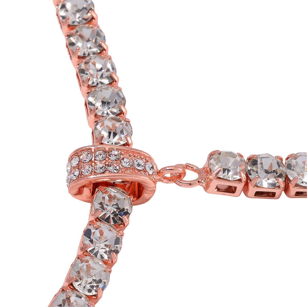 Austrian Crystal Adjustable Necklace in Rosetone 21 Inches image number 3