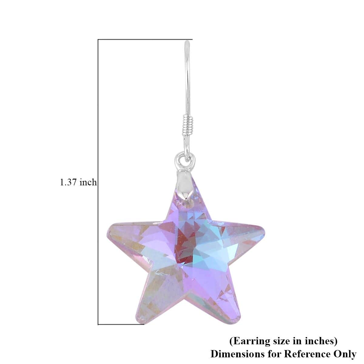 Simulated Pink Magic Color Quartz Star Earrings in Rhodium Over Sterling Silver image number 4