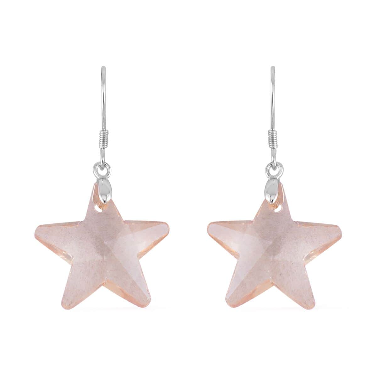 Simulated Champagne Quartz Star Earrings in Rhodium Over Sterling Silver image number 0