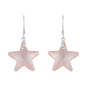 Simulated Champagne Quartz Star Earrings in Rhodium Over Sterling Silver