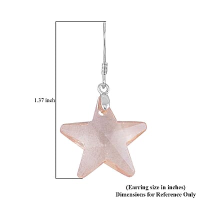 Simulated Champagne Quartz Star Earrings in Rhodium Over Sterling Silver