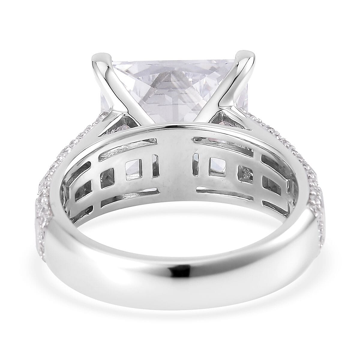 Lustro Stella Finest CZ Ring in Platinum Over Sterling Silver 7.80 ctw image number 4