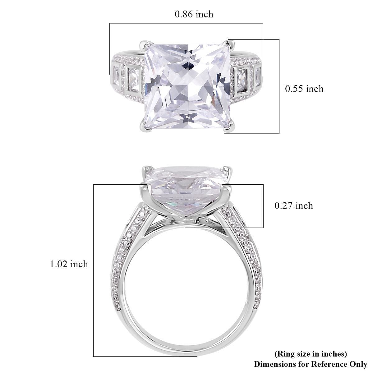 Lustro Stella Finest CZ Ring in Platinum Over Sterling Silver 7.80 ctw image number 5