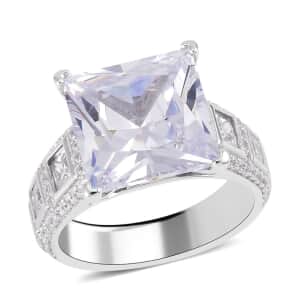 Lustro Stella Finest CZ Ring in Platinum Over Sterling Silver 7.80 ctw