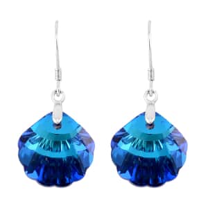 Simulated Blue Magic Color Quartz Earrings in Rhodium Over Sterling Silver