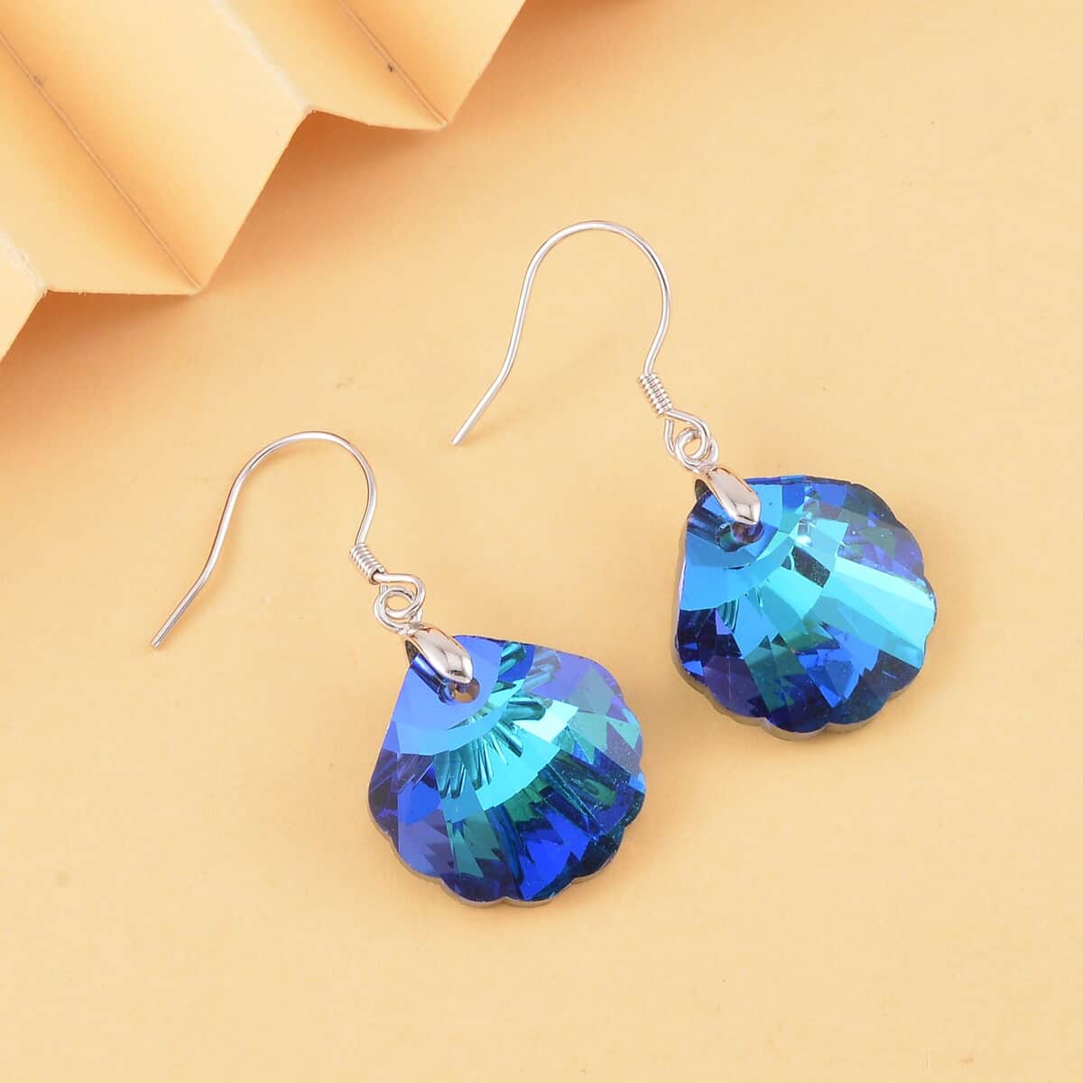 Simulated Blue Magic Color Quartz Earrings in Rhodium Over Sterling Silver image number 1