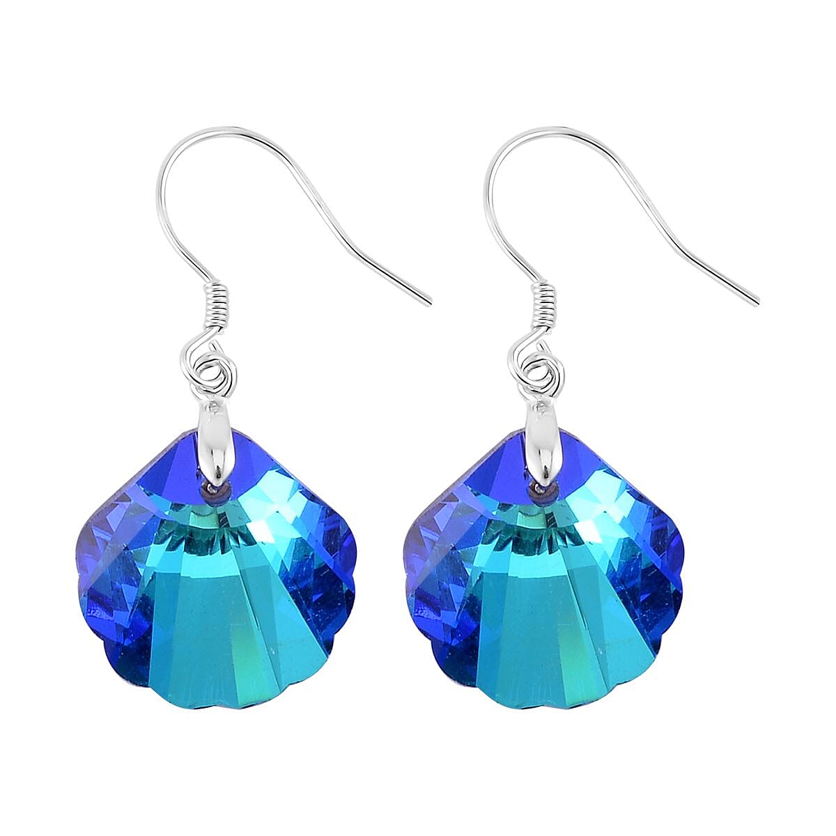 Simulated Blue Magic Color Quartz Earrings in Rhodium Over Sterling Silver
