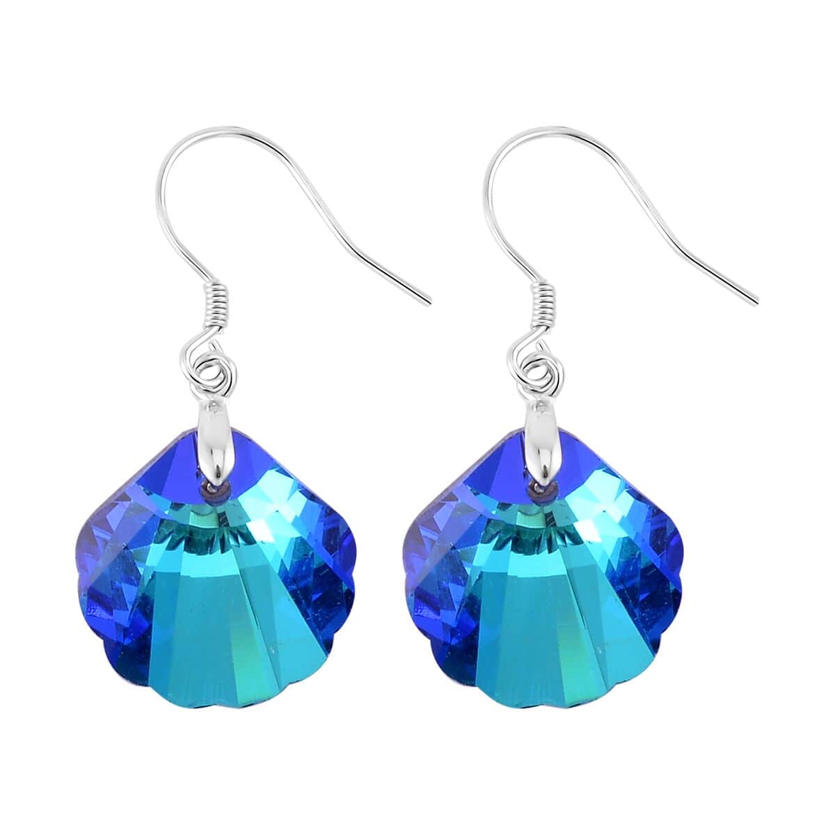 Simulated Blue Magic Color Quartz Earrings in Rhodium Over Sterling Silver image number 3