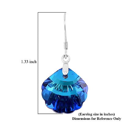 Simulated Blue Magic Color Quartz Earrings in Rhodium Over Sterling Silver