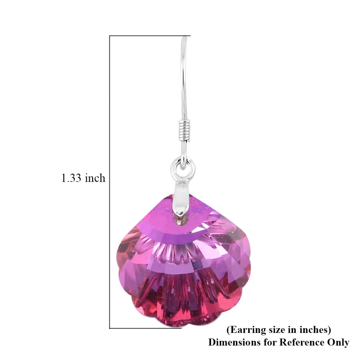 Simulated Fuchsia Color Quartz Earrings in Rhodium Over Sterling Silver image number 4