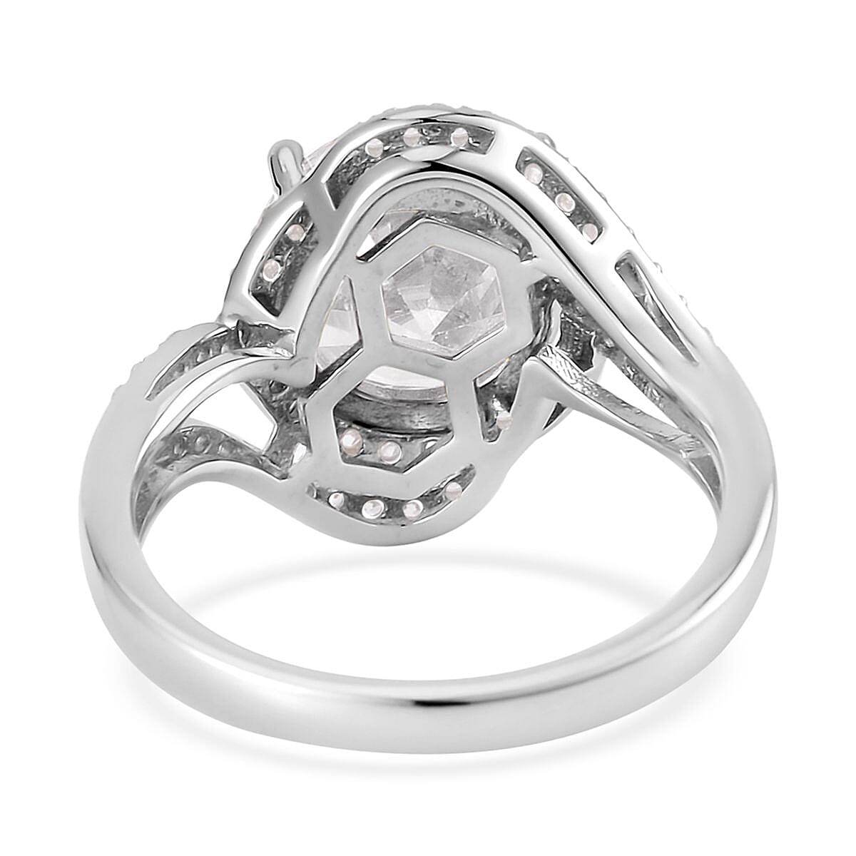 Lustro Stella Finest CZ Bypass Ring in Platinum Over Sterling Silver (Size 10.0) 6.50 ctw