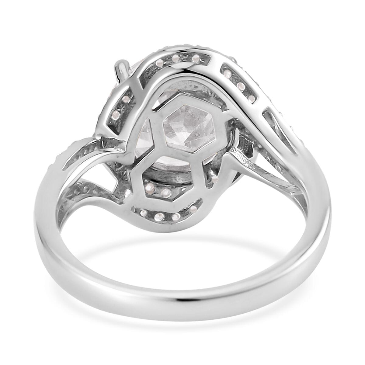 Lustro Stella Finest CZ Bypass Ring in Platinum Over Sterling Silver (Size 9.0) 6.50 ctw image number 4