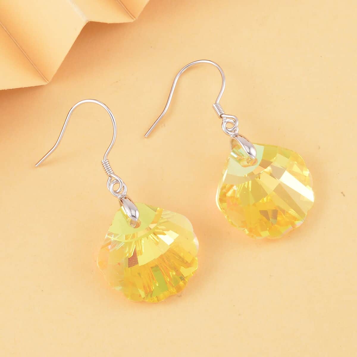 Simulated Yellow Topaz Earrings in Rhodium Over Sterling Silver image number 1