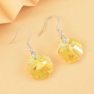Simulated Yellow Topaz Earrings in Rhodium Over Sterling Silver