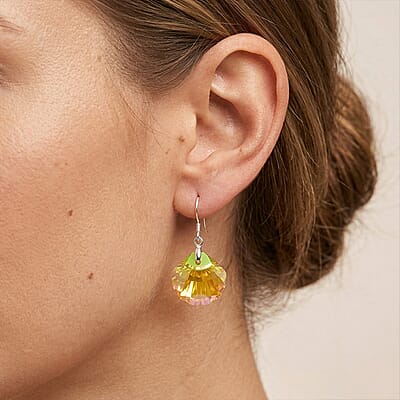 Simulated Yellow Topaz Earrings in Rhodium Over Sterling Silver