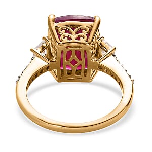 Niassa Ruby (FF) and White Zircon Ring in Vermeil Yellow Gold Over Sterling Silver (Size 6.0) 9.00 ctw