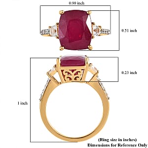Niassa Ruby (FF) and White Zircon Ring in Vermeil Yellow Gold Over Sterling Silver (Size 6.0) 9.00 ctw