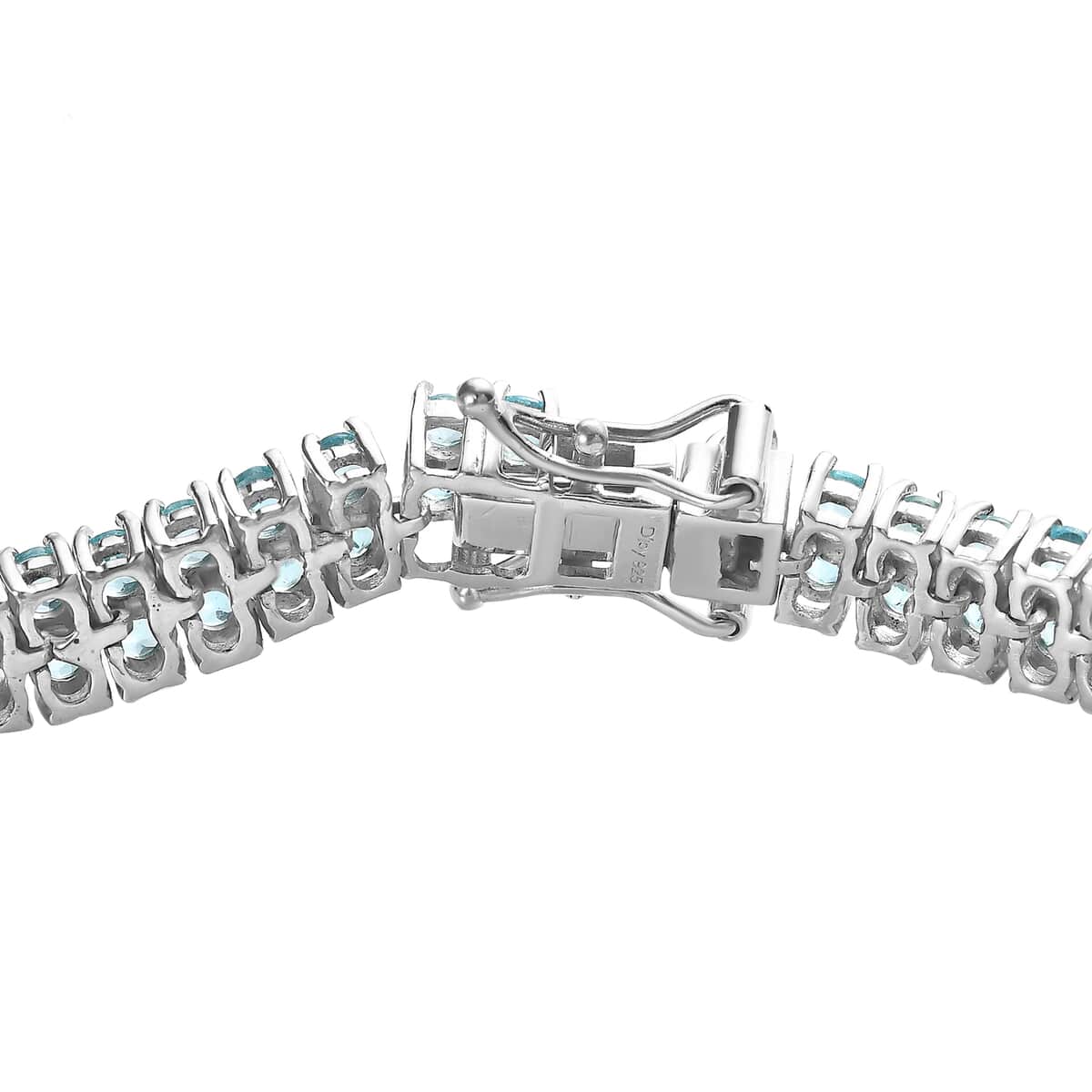 Madagascar Paraiba Apatite 2 Row Tennis Bracelet in Platinum Over Sterling Silver (7.25 In) 9.00 ctw image number 3