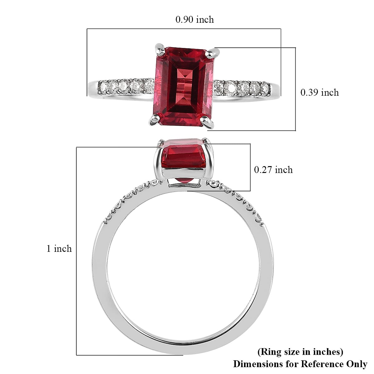 Lab Created Padparadscha Sapphire and Moissanite Ring in Platinum Over Sterling Silver 2.60 ctw image number 5