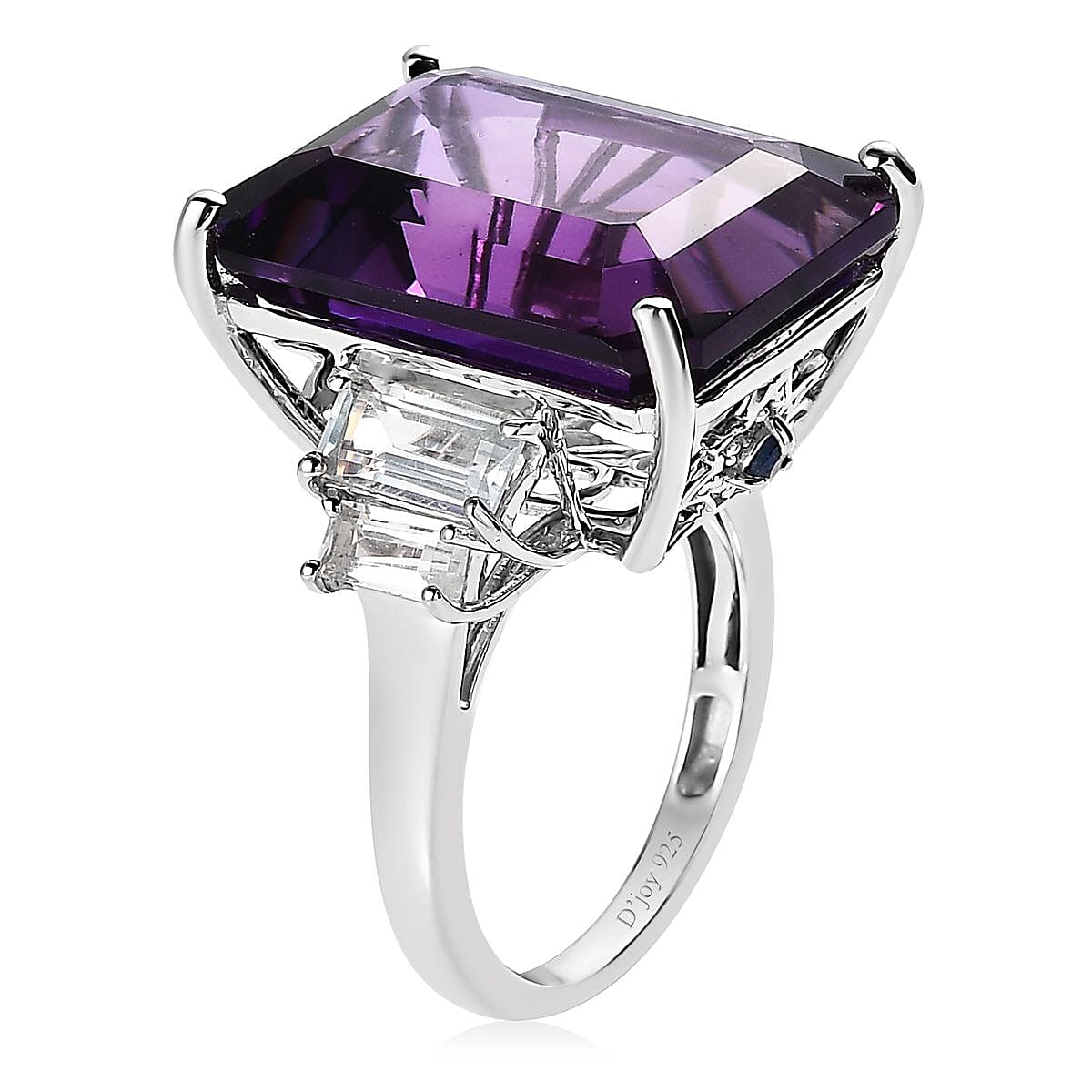 AAA African Amethyst and Multi Gemstone Ring in Platinum Over Sterling Silver, Amethyst Jewelry, Gift For Her 25.90 ctw image number 3