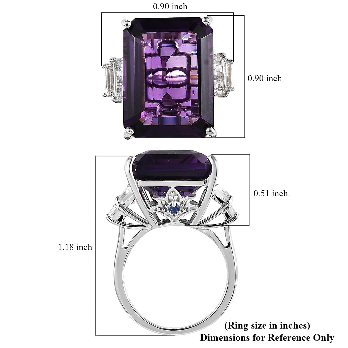 AAA African Amethyst and Multi Gemstone Ring in Platinum Over Sterling Silver, Amethyst Jewelry, Gift For Her 25.90 ctw image number 4