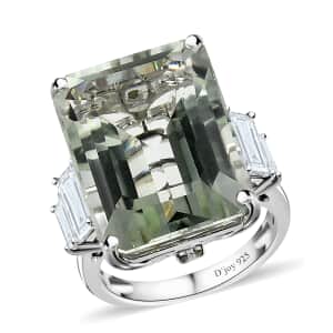 AAA Montezuma Prasiolite and Multi Gemstone Ring in Platinum Over Sterling Silver, Green Prasiolite Jewelry, Gift For Her 25.90 ctw