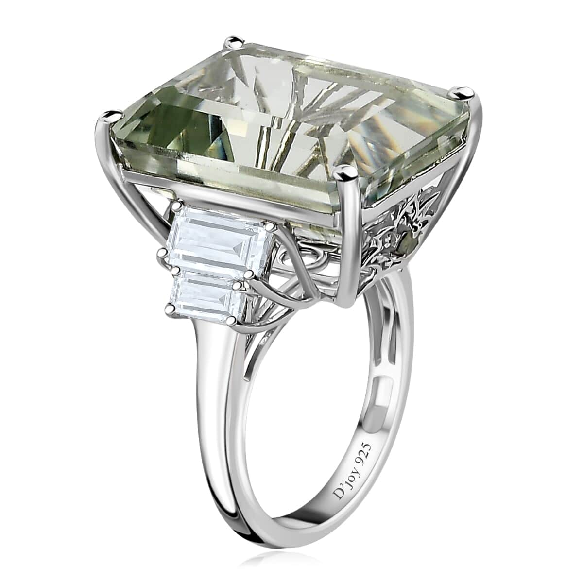 AAA Montezuma Prasiolite and Multi Gemstone Ring in Platinum Over Sterling Silver, Green Prasiolite Jewelry, Gift For Her 25.90 ctw image number 3