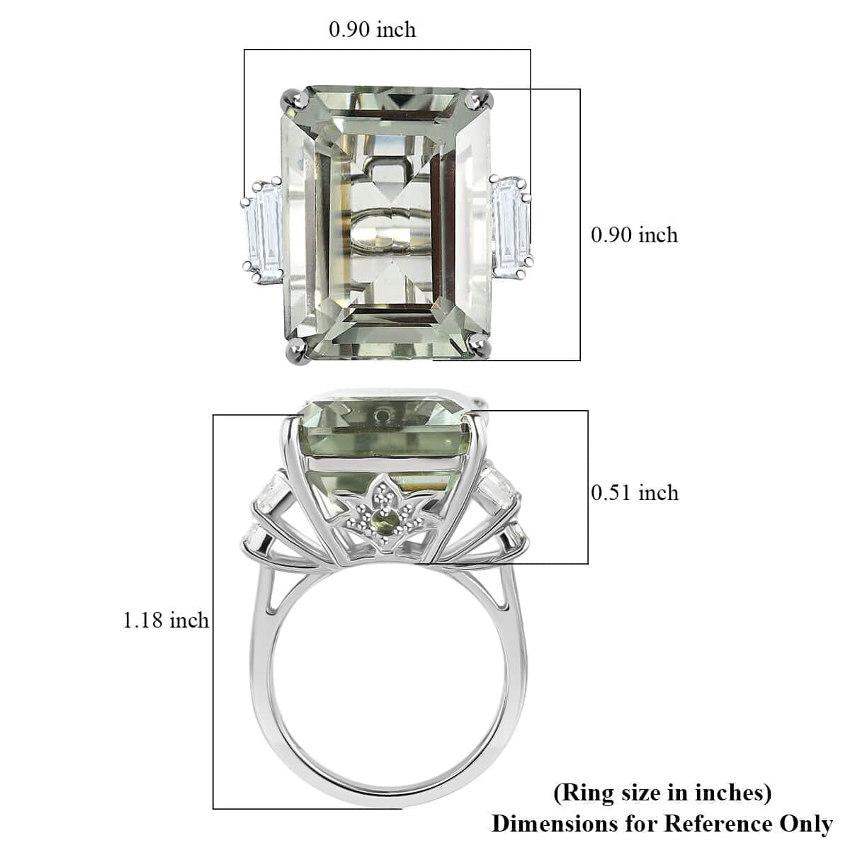 AAA Montezuma Prasiolite and Multi Gemstone Ring in Platinum Over Sterling Silver, Green Prasiolite Jewelry, Gift For Her 25.90 ctw image number 5