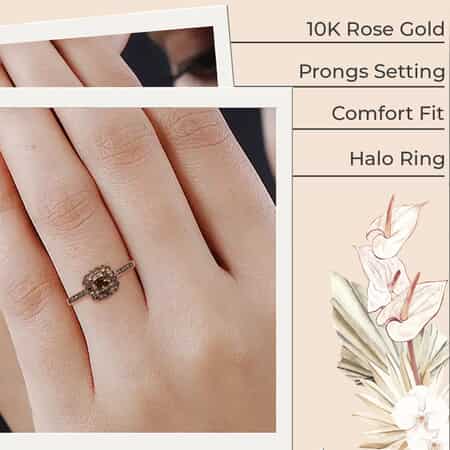 Luxoro 10K Rose Gold Natural Champagne Diamond Five Stone Ring, Wedding Band Ring, Promise Rings for Women 1.00 CTW (Size 10) , Shop LC