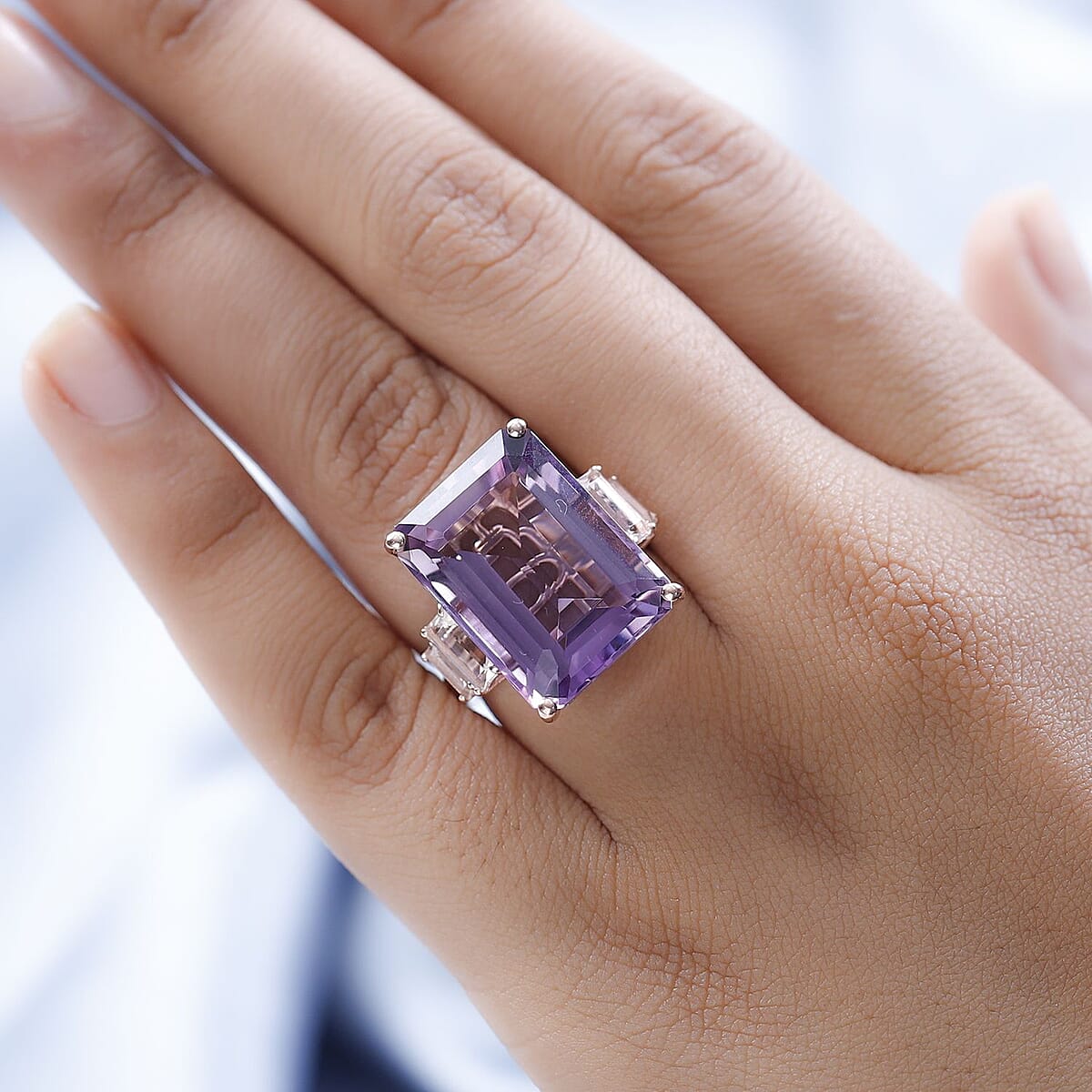 AAA Rose De France Amethyst and Multi Gemstone Ring in Vermeil Rose Gold Over Sterling Silver, Amethyst Jewelry, Gift For Her 25.90 ctw image number 2