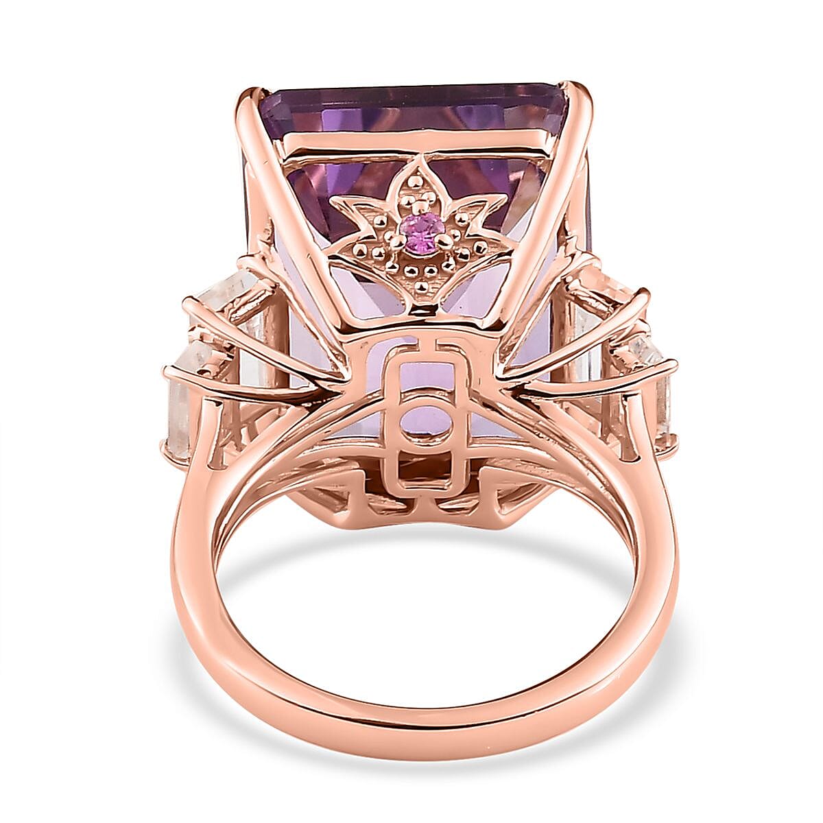 AAA Rose De France Amethyst and Multi Gemstone Ring in Vermeil Rose Gold Over Sterling Silver, Amethyst Jewelry, Gift For Her 25.90 ctw image number 4