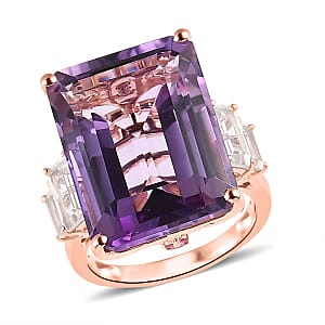 AAA Rose De France Amethyst and Multi Gemstone Ring in Vermeil Rose Gold Over Sterling Silver, Amethyst Jewelry, Gift For Her 25.90 ctw